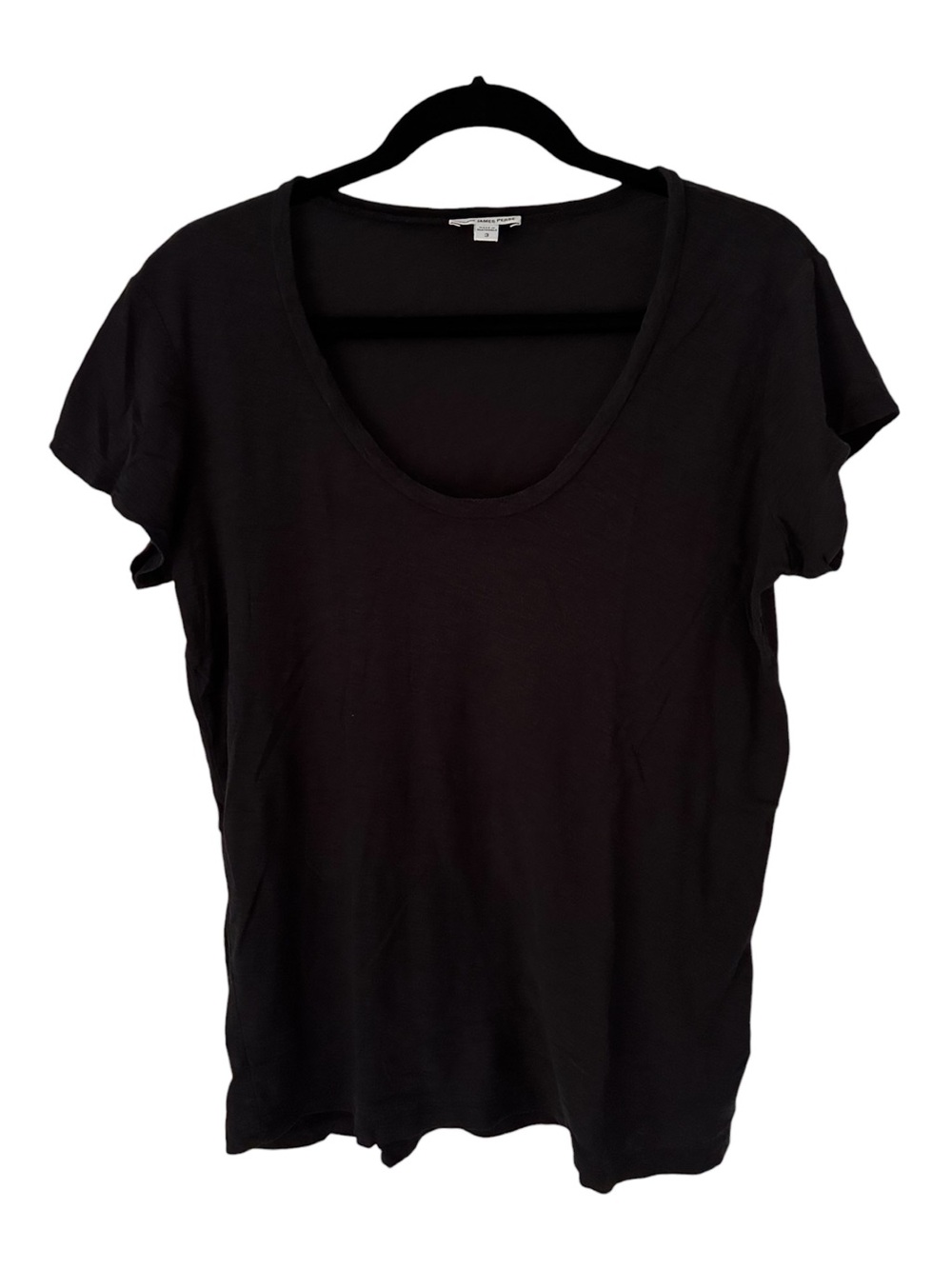 James Perse Black Scoop Neck Short Sleeve Tee